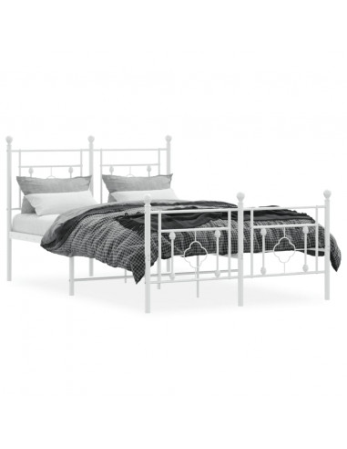 Giroletto con Testiera e Pediera Metallo Bianco 120x200 cm