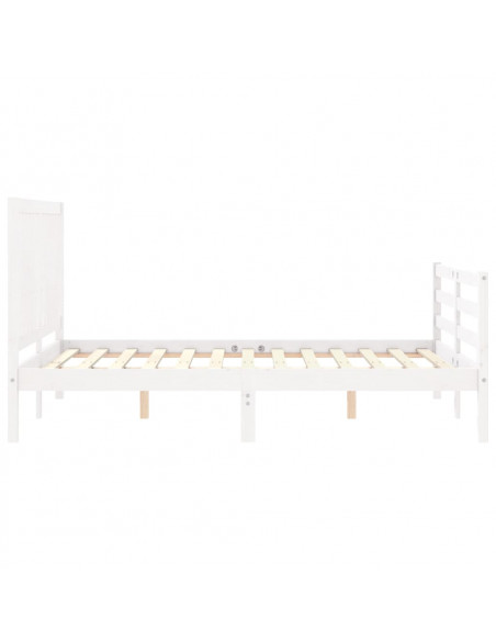 Giroletto con Testiera Bianco 140x190 cm in Legno Massello