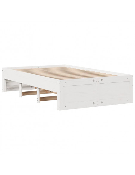 Letto Libreria senza Materasso Bianco 135x190 cm Legno di Pino