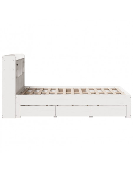 Letto Libreria senza Materasso Bianco 135x190 cm Legno di Pino