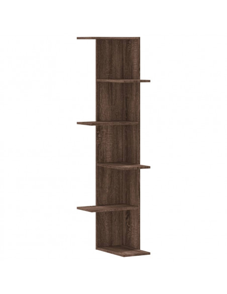 Scaffale Angolare Muro Rovere Marrone 36,5x36,5x140 cm Legno