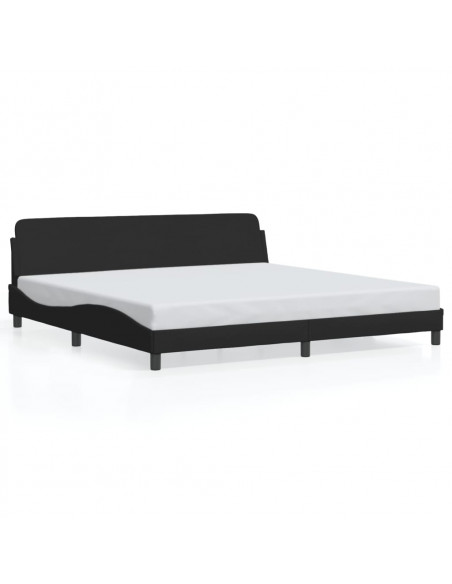 Giroletto con Testiera Nero 200x200 cm in Tessuto