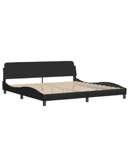 Giroletto con Testiera Nero 200x200 cm in Tessuto