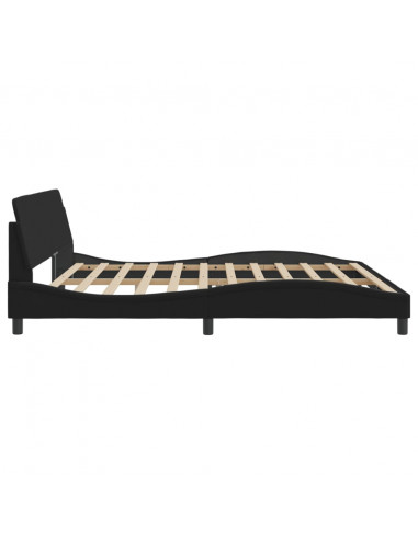 Giroletto con Testiera Nero 200x200 cm in Tessuto