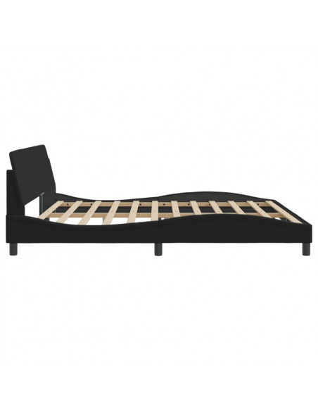 Giroletto con Testiera Nero 200x200 cm in Tessuto