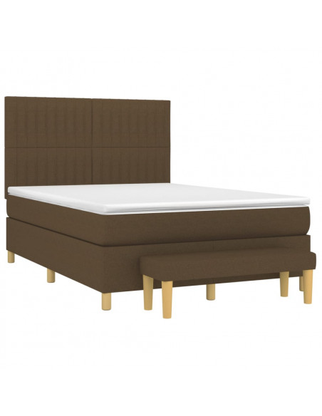 Giroletto a Molle con Materasso Marrone Scuro 140x190cm Tessuto