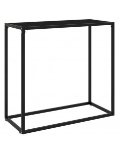 Tavolo Consolle Nero 80x35x75 cm in Vetro Temperato 2