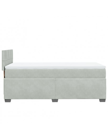 Giroletto a Molle con Materasso Grigio Chiaro 90x190 cm Velluto