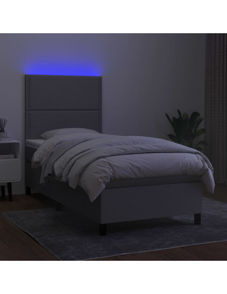 Letto a Molle Materasso e LED Grigio Chiaro 80x200 cm Tessuto