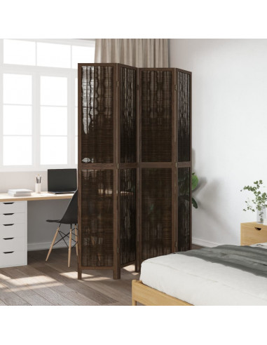 Divisorio Ambienti 4 Pannelli Marrone Scuro Massello Paulownia
