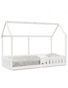 Giroletto Casetta Bambini Bianco 90x190 cm Legno Massello Pino 2