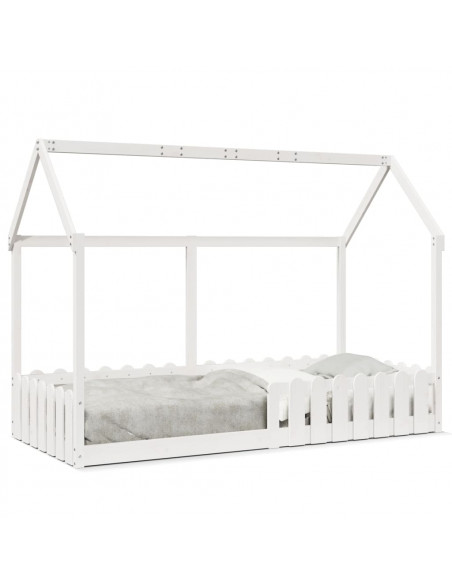 Giroletto Casetta Bambini Bianco 90x190 cm Legno Massello Pino