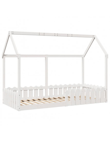 Giroletto Casetta Bambini Bianco 90x190 cm Legno Massello Pino