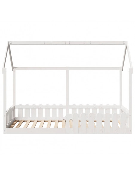 Giroletto Casetta Bambini Bianco 90x190 cm Legno Massello Pino