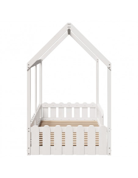 Giroletto Casetta Bambini Bianco 90x190 cm Legno Massello Pino