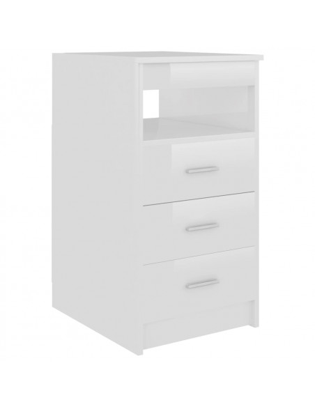 Cassettiera Bianco Lucido 40x50x76 cm in Legno Multistrato