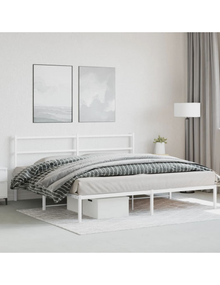 Giroletto con Testiera Metallo Bianco 183x213 cm