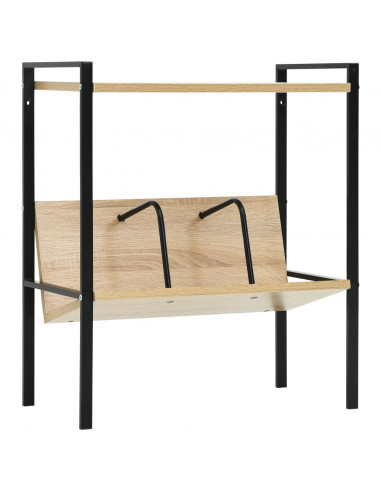 Scaffale Libri 2 Ripiani Nero e Rovere 52x28x59 cm Multistrato