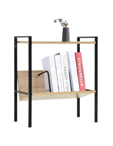 Scaffale Libri 2 Ripiani Nero e Rovere 52x28x59 cm Multistrato