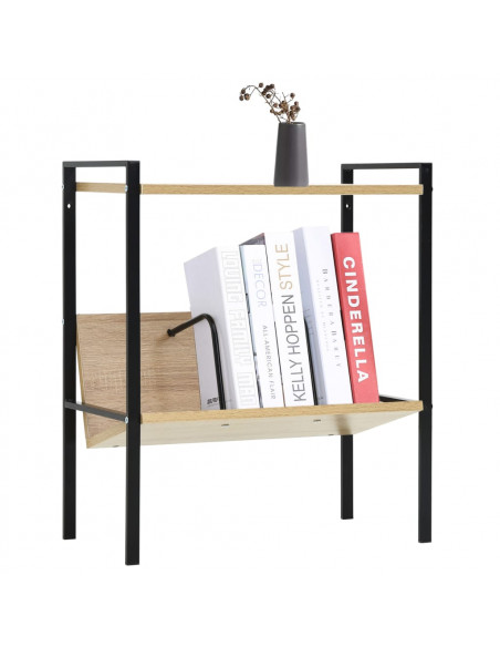 Scaffale Libri 2 Ripiani Nero e Rovere 52x28x59 cm Multistrato