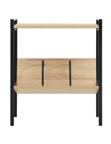 Scaffale Libri 2 Ripiani Nero e Rovere 52x28x59 cm Multistrato