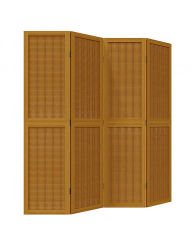 Divisorio Ambienti 4 Pannelli Marrone Legno Massello Paulownia