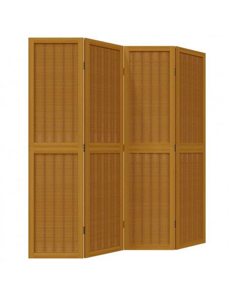 Divisorio Ambienti 4 Pannelli Marrone Legno Massello Paulownia
