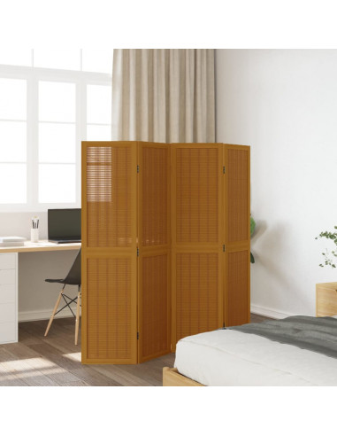 Divisorio Ambienti 4 Pannelli Marrone Legno Massello Paulownia