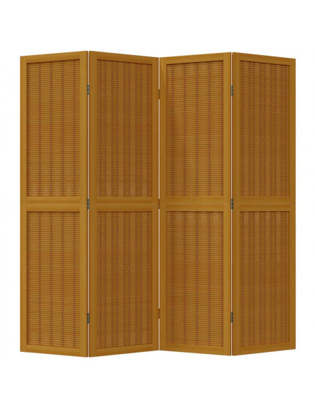 Divisorio Ambienti 4 Pannelli Marrone Legno Massello Paulownia