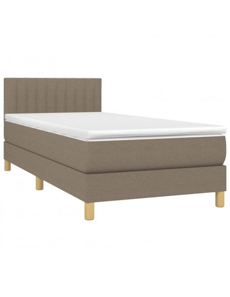 Letto a Molle con Materasso e LED Tortora 90x200 cm in Tessuto