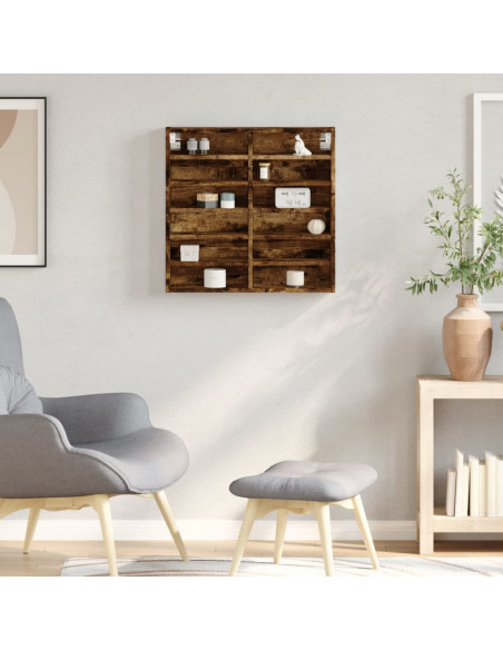 Armadietto Vetrina Rovere Fumo 60x8,5x58 cm Legno Multistrato