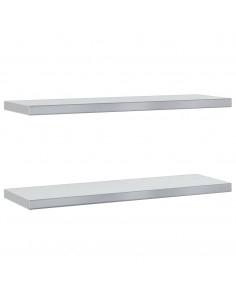 Mensole a Muro 2 pz 75x23,5x3cm Argento in Acciaio Inossidabile 2
