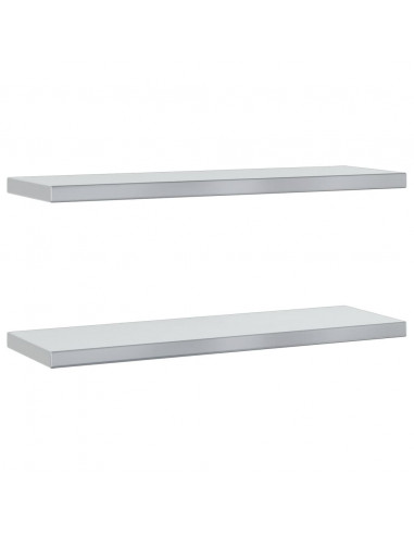 Mensole a Muro 2 pz 75x23,5x3cm Argento in Acciaio Inossidabile
