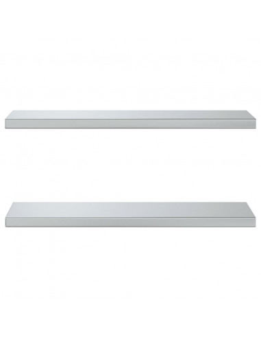 Mensole a Muro 2 pz 75x23,5x3cm Argento in Acciaio Inossidabile