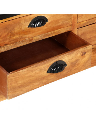 Libreria a 4 Ripiani 6 Cassetti 122x36x181cm Massello di Mango