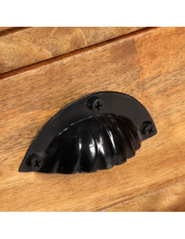 Libreria a 4 Ripiani 6 Cassetti 122x36x181cm Massello di Mango