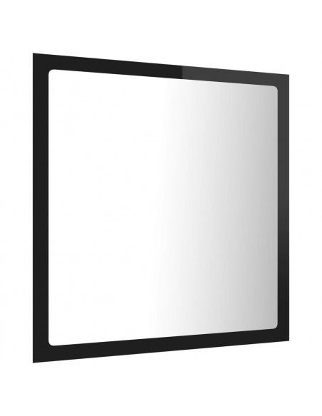 Specchio da Bagno LED Nero Lucido 40x8,5x37 cm in Acrilico