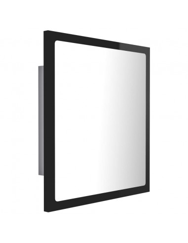 Specchio da Bagno LED Nero Lucido 40x8,5x37 cm in Acrilico