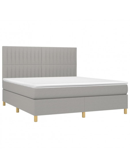 Giroletto a Molle con Materasso Grigio Chiaro160x200 cm Tessuto