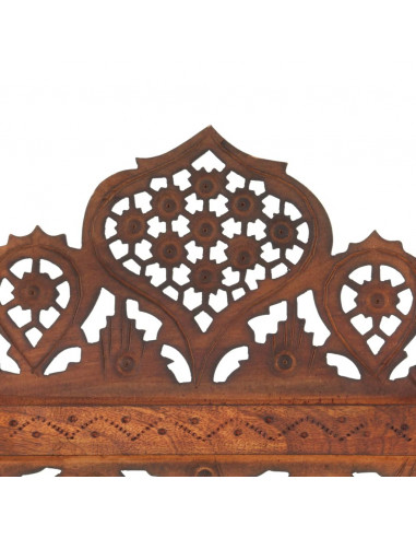 Divisorio 3 Pannelli Intaglio Marrone 120x165 cm Mango Massello