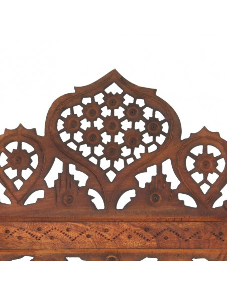 Divisorio 3 Pannelli Intaglio Marrone 120x165 cm Mango Massello