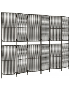 Divisorio per Ambienti a 6 Pannelli Grigio in Polyrattan 2