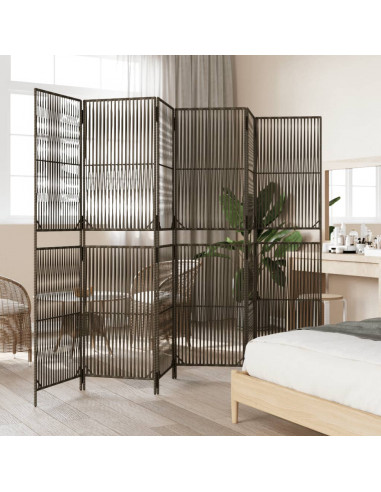 Divisorio per Ambienti a 6 Pannelli Grigio in Polyrattan