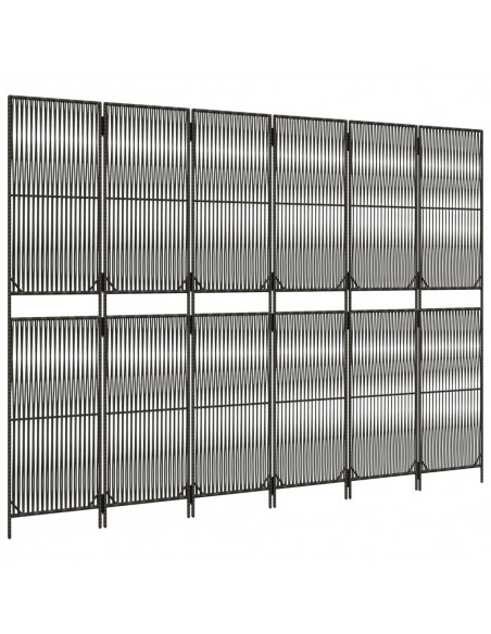 Divisorio per Ambienti a 6 Pannelli Grigio in Polyrattan