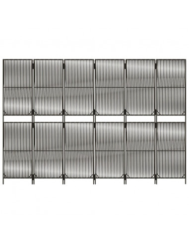 Divisorio per Ambienti a 6 Pannelli Grigio in Polyrattan