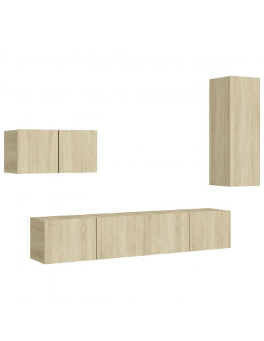 Set di Mobili Porta TV 4 pz Rovere Sonoma in Legno Multistrato
