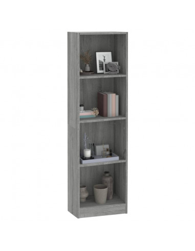 Libreria 4 Ripiani Grigio Sonoma 40x24x143 cm Legno Multistrato