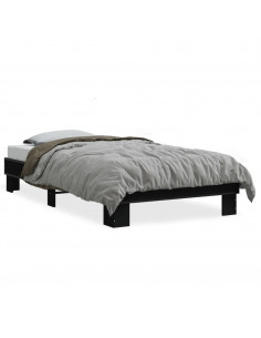 Giroletto Nero 75x190 cm in Legno Multistrato e Metallo 2