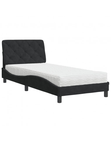 Letto con Materasso Nero 80x200 cm in Velluto