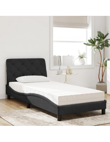 Letto con Materasso Nero 80x200 cm in Velluto